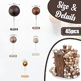 LARDUX 45 Pcs Ball Cake Toppers Boho DIY Balloon Cupcake Decorations Brown view 2