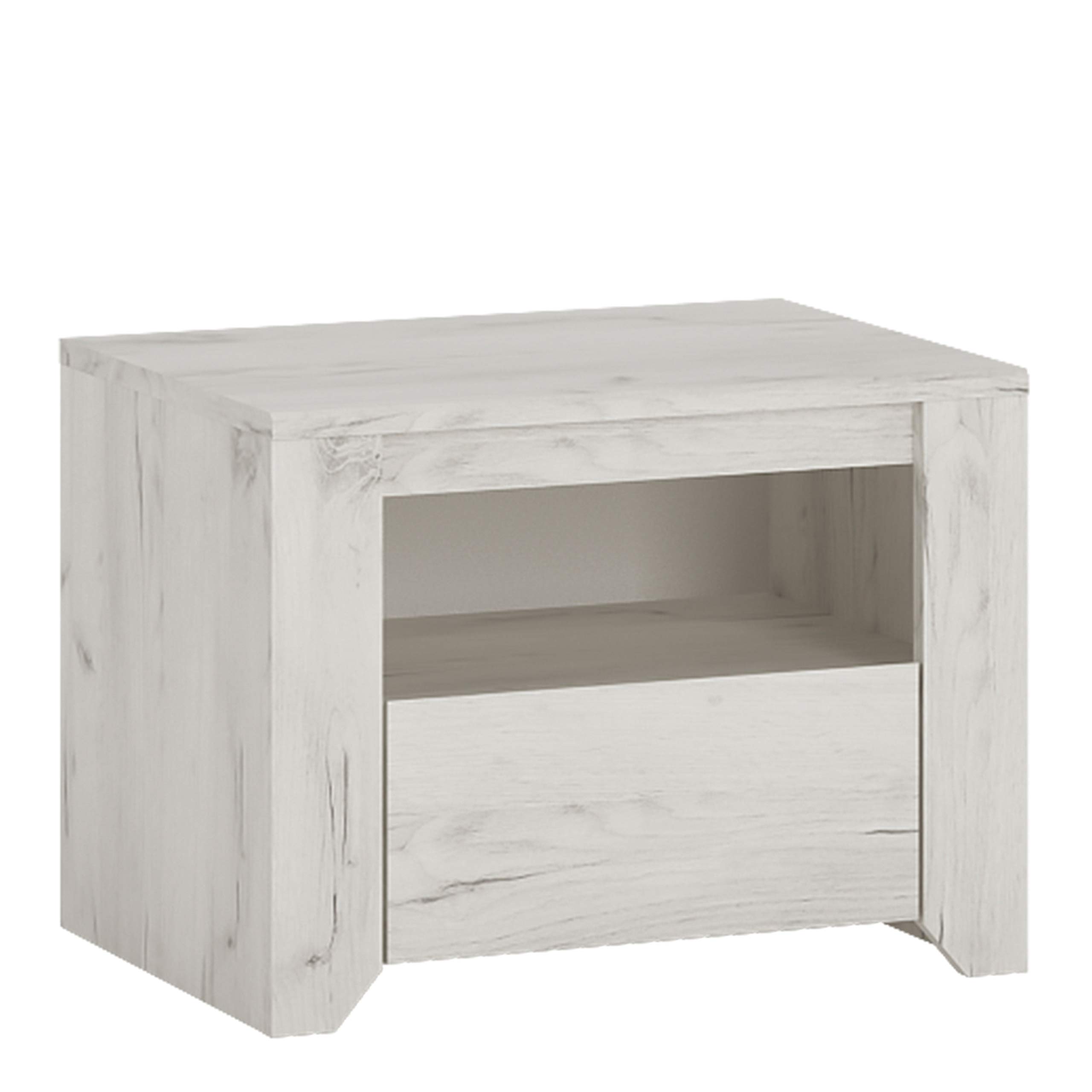 Furniture To Go Angel 1 Drawer Bedside Cabinet, White Oak, 49.1x40x37.6 cm