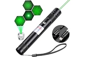 BISKEE Laser Pointer High Power, Rechargeable Long Range Green Laser Pointer Indicator Light, Tactical Lazer Pointer Presentation Dot Laser Beam Pen for Indoor Teaching,Hiking,Outdoor Interactive,USB Charge