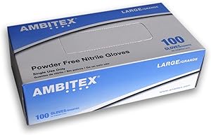 Tradex International Powder-Free Nitrile General-Purpose Gloves, Large, Blue, Box of 100 Gloves