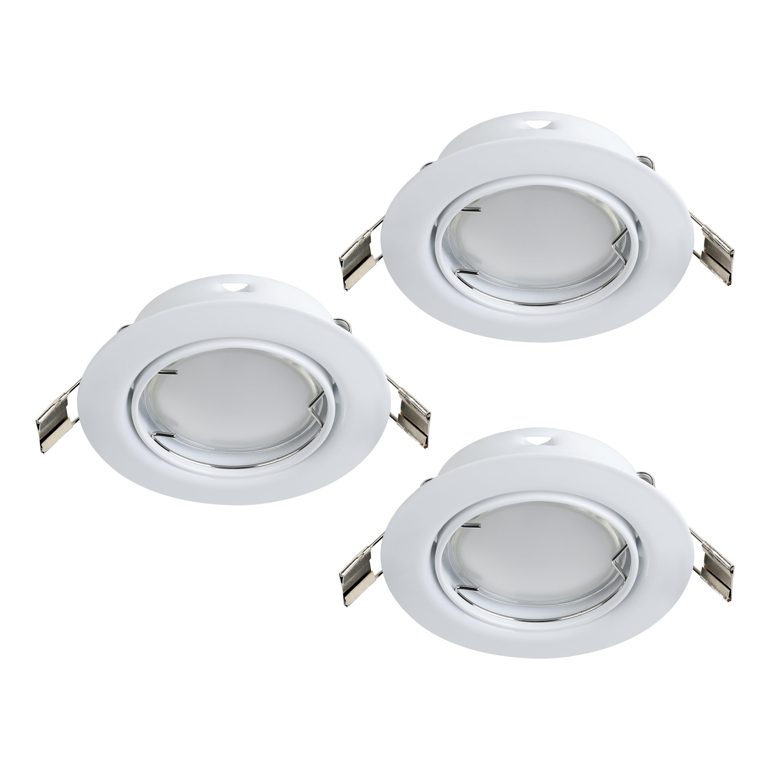 Eglo 3-piece Recessed Spotlight Set Peneto, Steel Spots in White, 3 Recessed Lights with GU10 Socket, LED Bulbs Included, Flat Adjustable Spot, Ø 8.7 cm