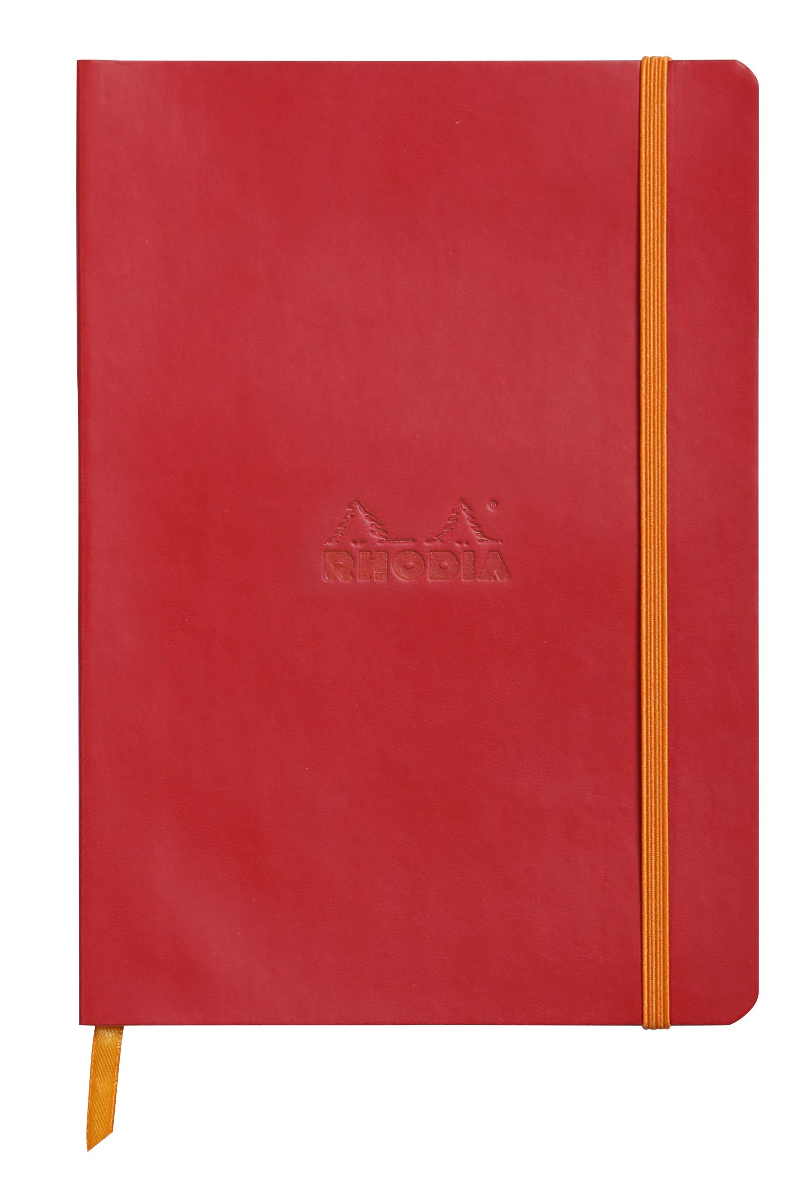 RHODIA 117463C - Soft Notebook Poppy - A5 - Dotted Dot - 160 pages - Clairefontaine Ivory Paper 90 g/m - Bookmark, Elastic Closure - Faux Leather Cover - Rhodiarama Collection
