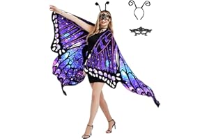 SUNNYLISA Halloween Butterfly Costume for Women and Teen Girls Plus Size Wings,Double Sided Reversible Butterfly Cape for Adults