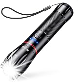 Blukar LED Torch Rechargeable 5 Modes Zoomable USB C 1800mAh Black