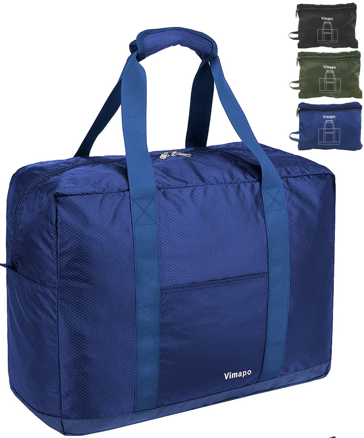 Photo 1 of Vimapo Foldable Travel Duffle Bag with Trolley Sleeve 40L - 18x14x8 inches Airline Underseat Lightweight Travel Bag - Packable Ripstop Nylon Carry on Bag (Blue)
