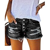MIFOCAL Women's Ripped Denim Jean Shorts Mid Rise Summer Hot Raw Hem Casual Shorts