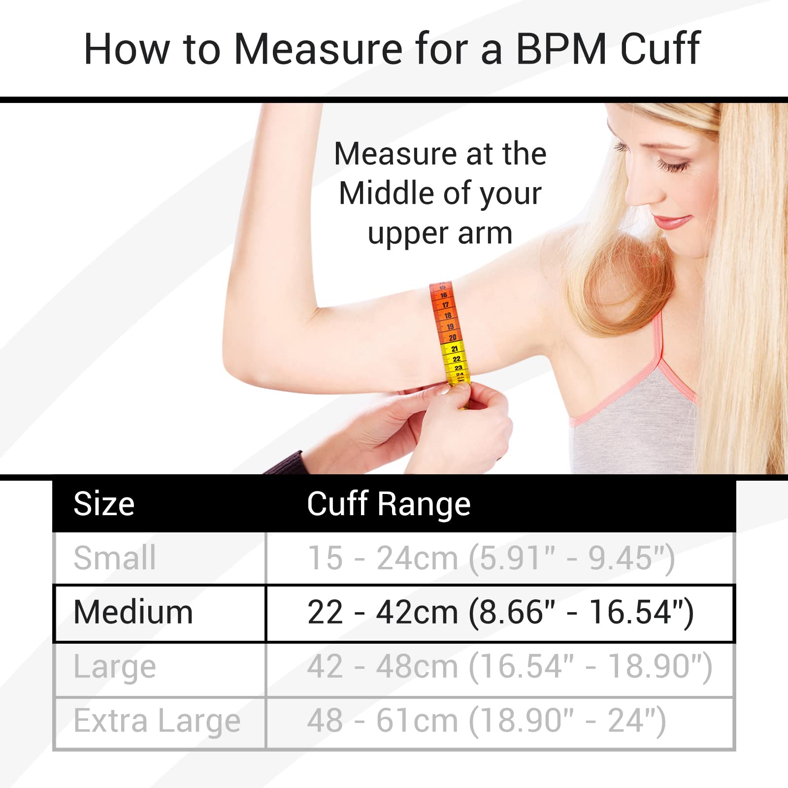 Vive Precision Blood Pressure Cuff Replacement - Compatible with Omron Series 5 & Most BP Monitors - Universal Cuff for Adults, Seniors & Elderly (Medium)