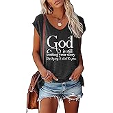 BLACKOO Women's V-Neck Cute Graphic T-Shirt Short Sleeve Casual Basic Top
