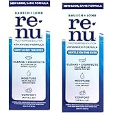 Renu Advanced Formula Multi-Purpose Solution, Gentle on Eyes, Cleans &amp; Disinfects, Moisturizes for Comfort, Travel Size 2 fl oz (Pack of 2)