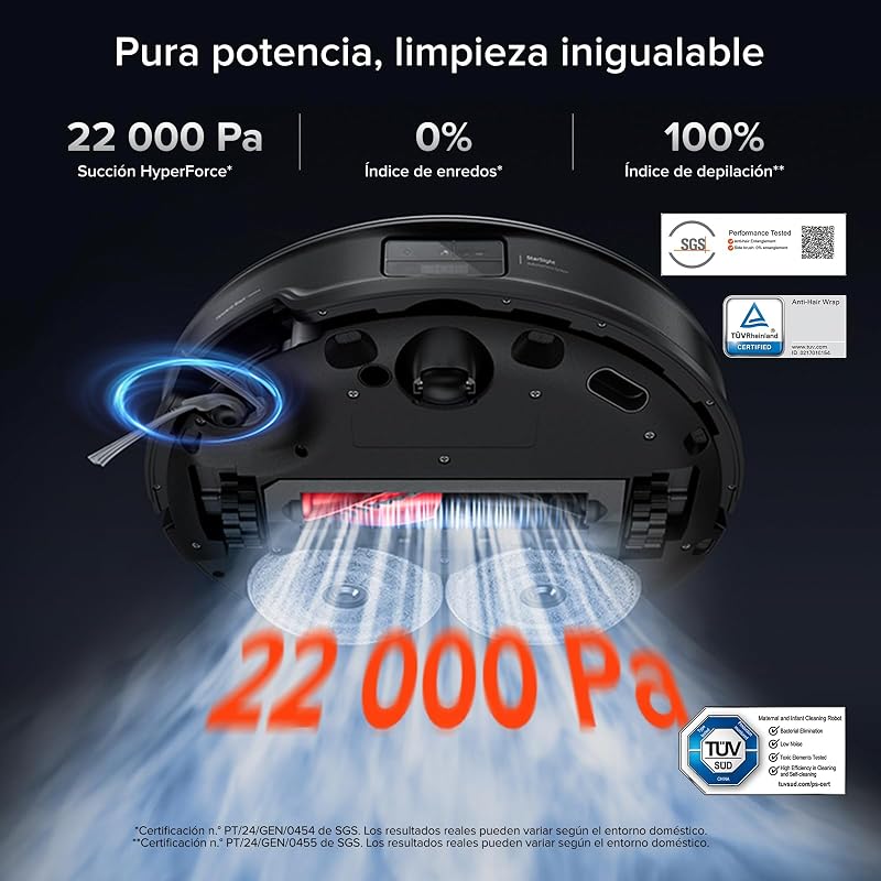 Aspirador Robô Saros 10R 22000Pa Sucção, Corpo Ultra-Fino de 7,98 cm (Conjunto Saros 10R)