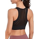 Yvette High Impact Sports Bras for Women Large Bust Zip Front Closure Sports Bra High Support for Running Workout,Black,4XL Plus