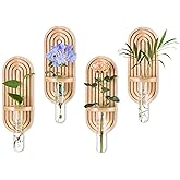 Glasseam Hanging Plant Propagation Stations: Rustic Wall Planter Set of 4 Planters for Indoor Plants Wood Plant Holder Decorative Glass Terrarium Test Tube Propogation Vase for Home Office Decor