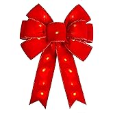 Red Christmas Bows with LED Lights Large Velvet Bow for Wreaths, Tree, Outside Decorating, Outdoor (12 * 14 inch)