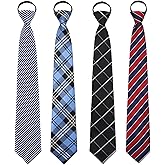 GHTIYLP Mens Ties Zipper Ties for Men, Pre Tied Mens Tie 4 Pack Adjustable Mens Neckties for Business Wedding Party