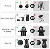 LUXJET Portable Folding Stool 180kg Load Adjustable 6-46cm Black view 4
