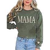 NAZENTI Mama Embroidered Crewneck Sweatshirt Mama with Heart on Long Sleeve Fashion Pullover Size S-4XL
