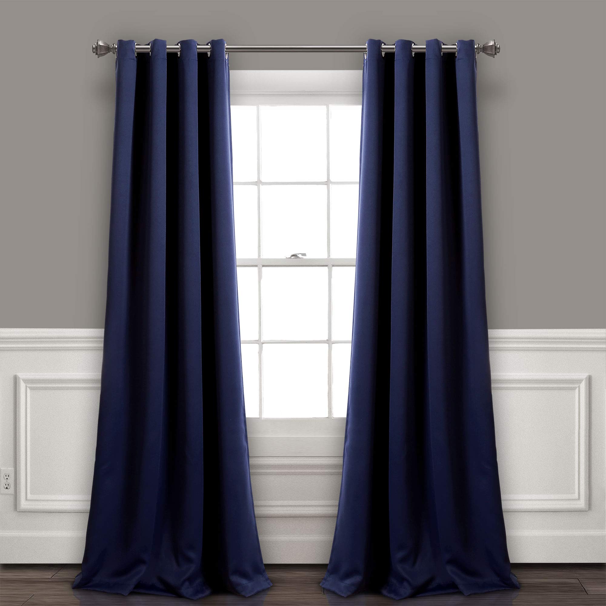 Lush Decor Insulated Grommet Blackout Window Curtain Panels, Pair, 52" W x 120" L, Navy - Classic Modern Design - 120 Inch Curtains - Extra Long Curtains For Living Room, Bedroom, Or Dining Room Image Lush Decor Insulated Grommet Blackout Window Curtain Panels, Pair, 52" W x 120" L, Navy - Classic Modern Design - 120 Inch Curtains - Extra Long Curtains For Living Room, Bedroom, Or Dining Room Image