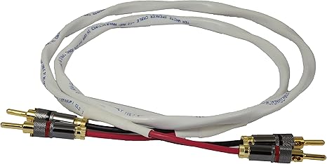 Amazon Com Blue Jeans Cable Ten White Speaker Cable With Welded Locking Bananas 8 Foot Single Cable For One Speaker Assembled In The Usa Home Audio Theater