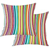 BaoNews Etro Multicolor Stripes Throw Pillow Covers,Colorful Stripes Bright Stylish Cushion Cover Digital Blended Hidden Zipperl Decorative Pillowcases for Hair Skin Square 18X18 in 2 Pcs