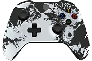 eXtremeRate New Wolve Soul Patterned Front Housing Shell Case for Xbox One S/X Controller, Soft Touch Faceplate Cover Replace