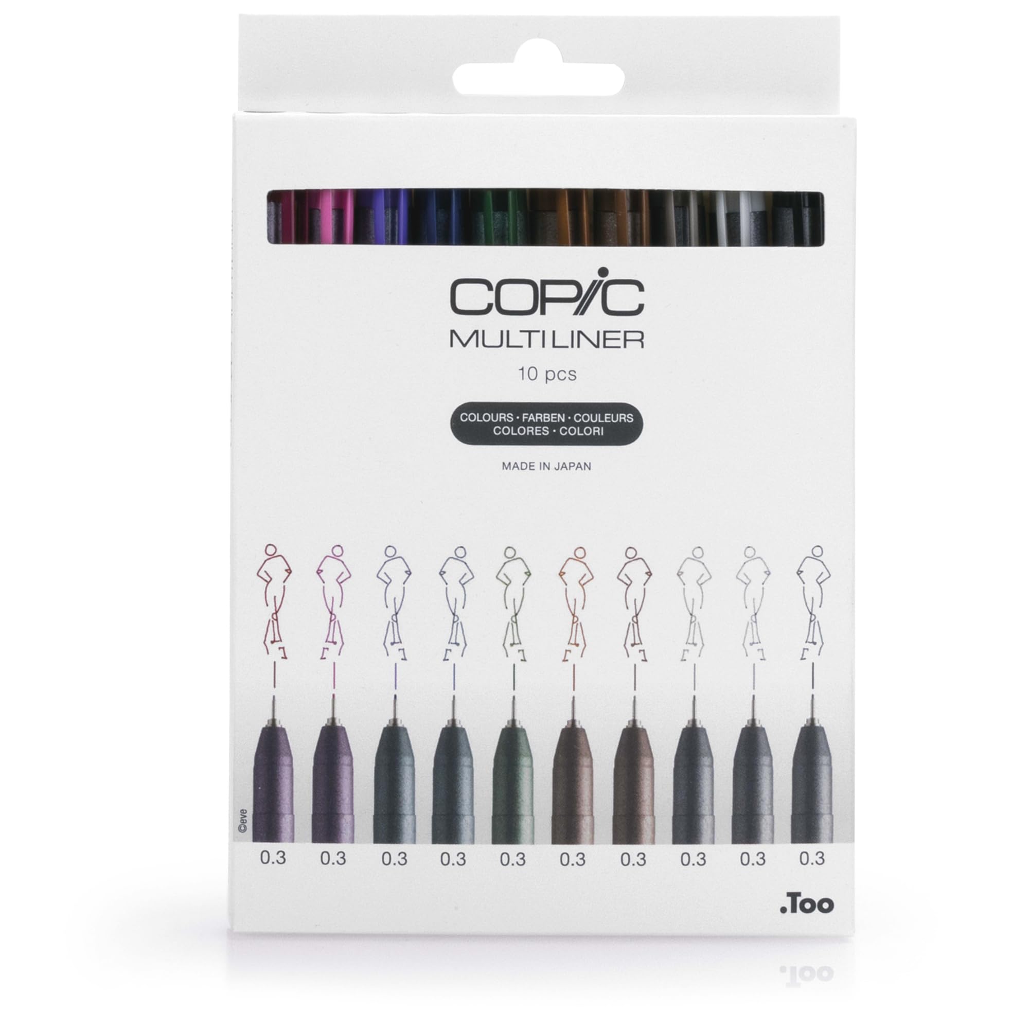 COPIC Multiliner, Multicoloured, Set of 10 Pens, Fine, Art & Crafts, Colouring, Graphics, Highlighter, Design, Anime, Professional & Beginners Supplies