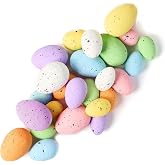 RHN 21 PCS 3 Sizes 7 Colors Foam Easter Eggs,Assorted Pastel Speckled Easter Eggs Decoration for Easter Basket Fillers Home Table Setting Spring Party(4-6CM)