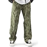 COOLGYM Mens Corduroy Casual Pants Warm Straight Leg Loose Fit with Pockets Drawstring Elastic Waist Vintage Sweatpants Baggy