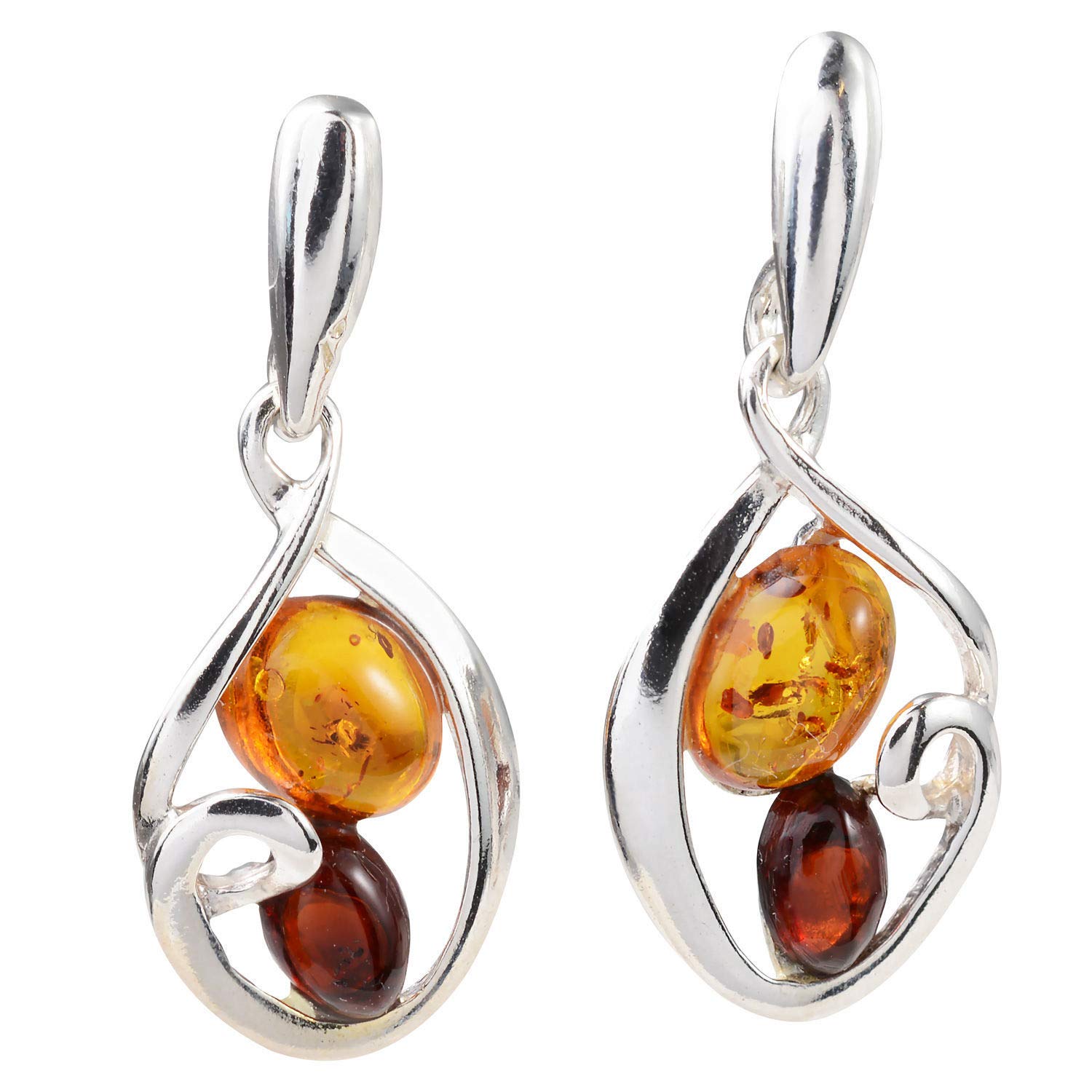 Sterling Silver and Baltic Honey Amber Dangling Earrings "Noreen"