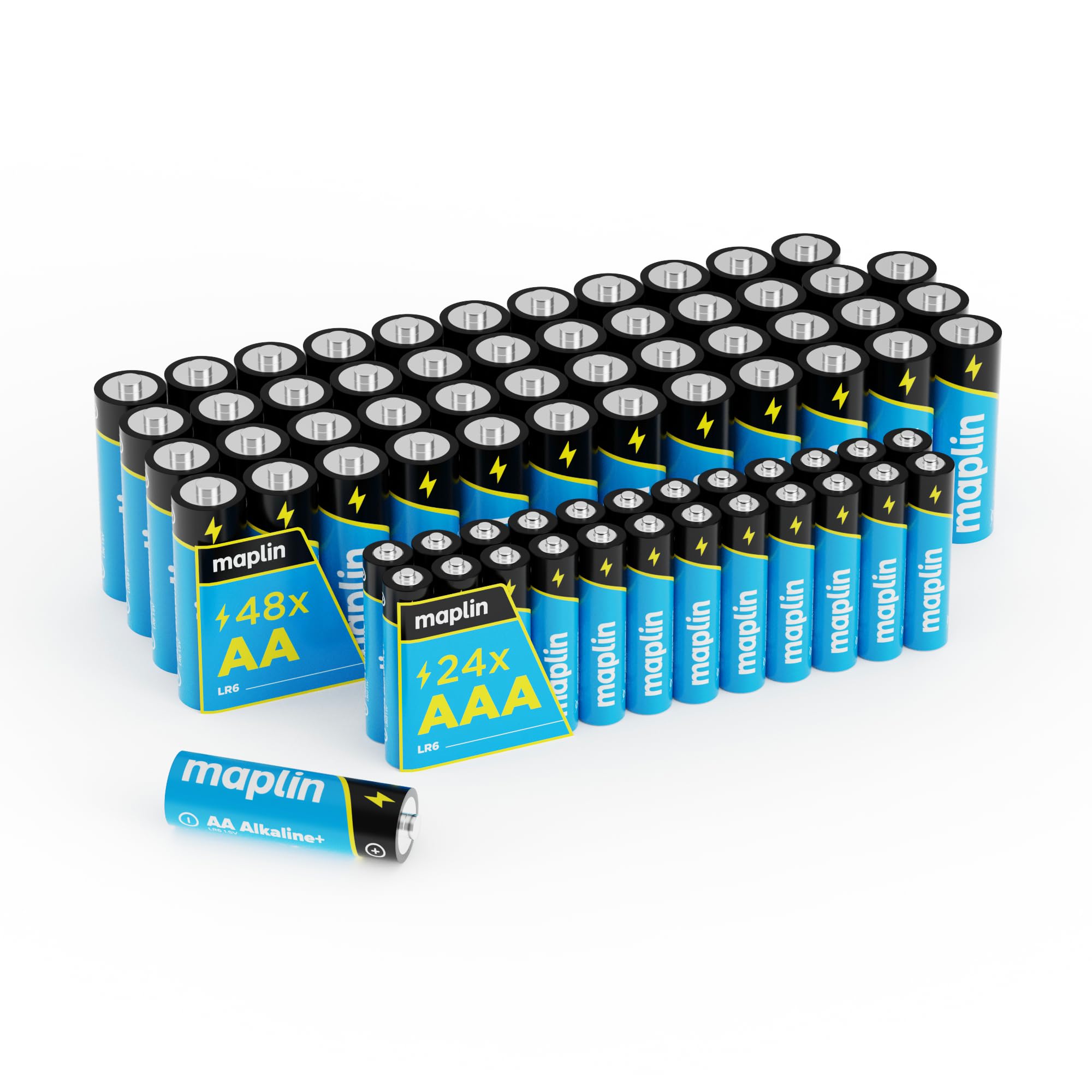 Maplin 48x AA LR6 / 24x AAA LR03 1.5V Alkaline Batteries (Triple A) 7 Year Shelf Life High Performance