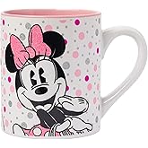 Silver Buffalo Disney Mickey and Friends Featuring Minnie Mouse Polka Dots Glitter Ceramic Mug, 14 Ounces