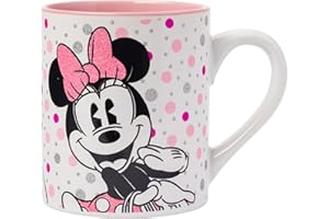 Silver Buffalo Disney Minnie Mouse Dots Glitter Ceramic Mug, 14 Ounces