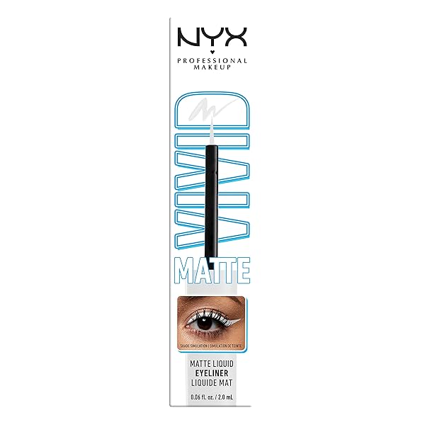 NYX PROFESSIONAL MAKEUP VIVID MATTE LIQUID LINER, SMEAR-RESISTANT EYELINER WITH PRECISE TIP – WHITE