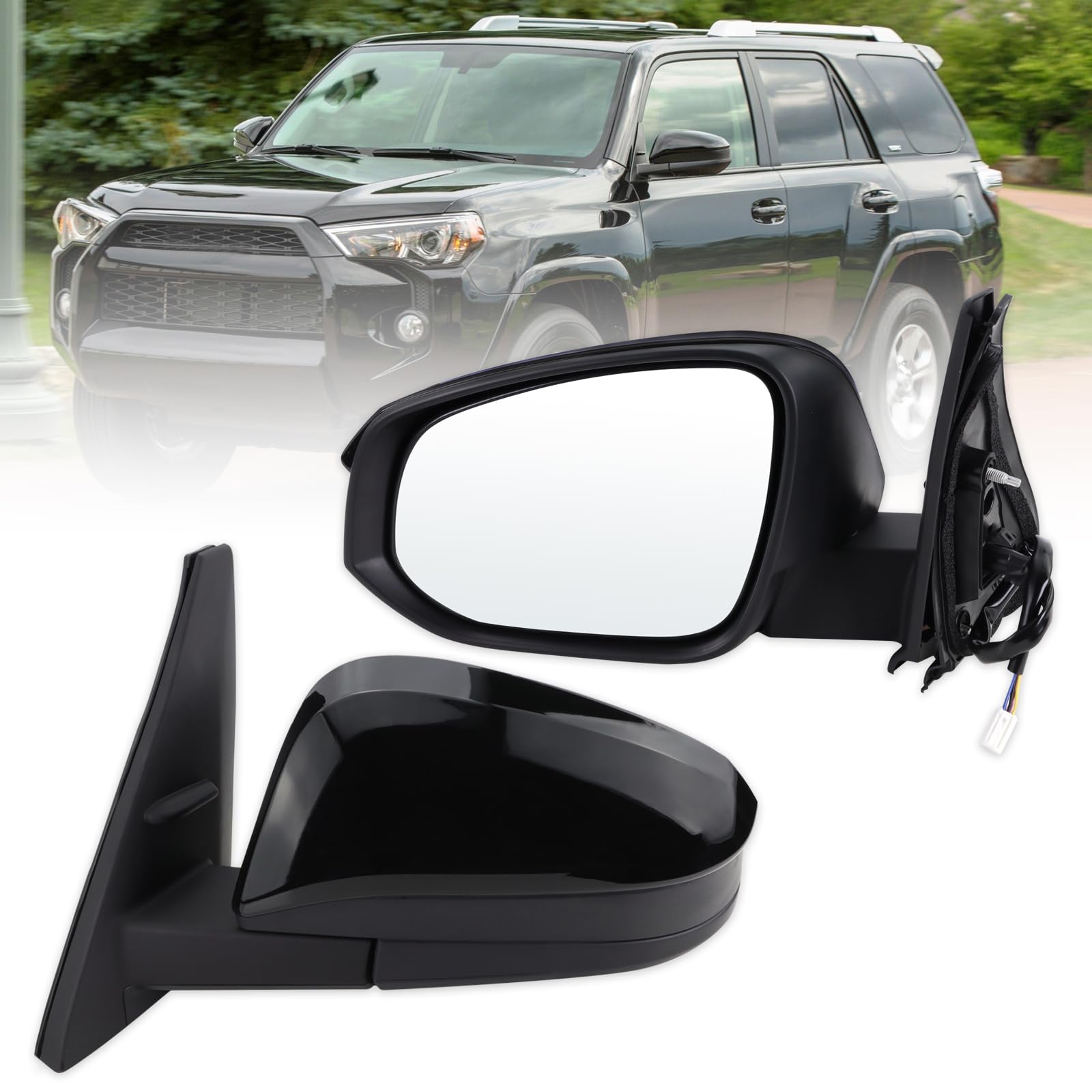 Photo 1 of 1PCS*** Lqito Left Driver Side Mirror Compatible With 2014-2025 Toyota 4Runner With Manual Folding Power Glass Heated Black Replace#87940-35B60(5Pins)