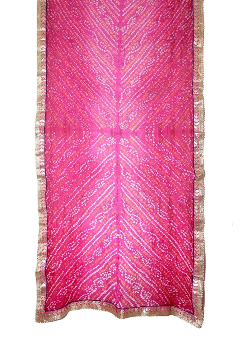 apratim women's art silk gotta patti work bandhani dupatta