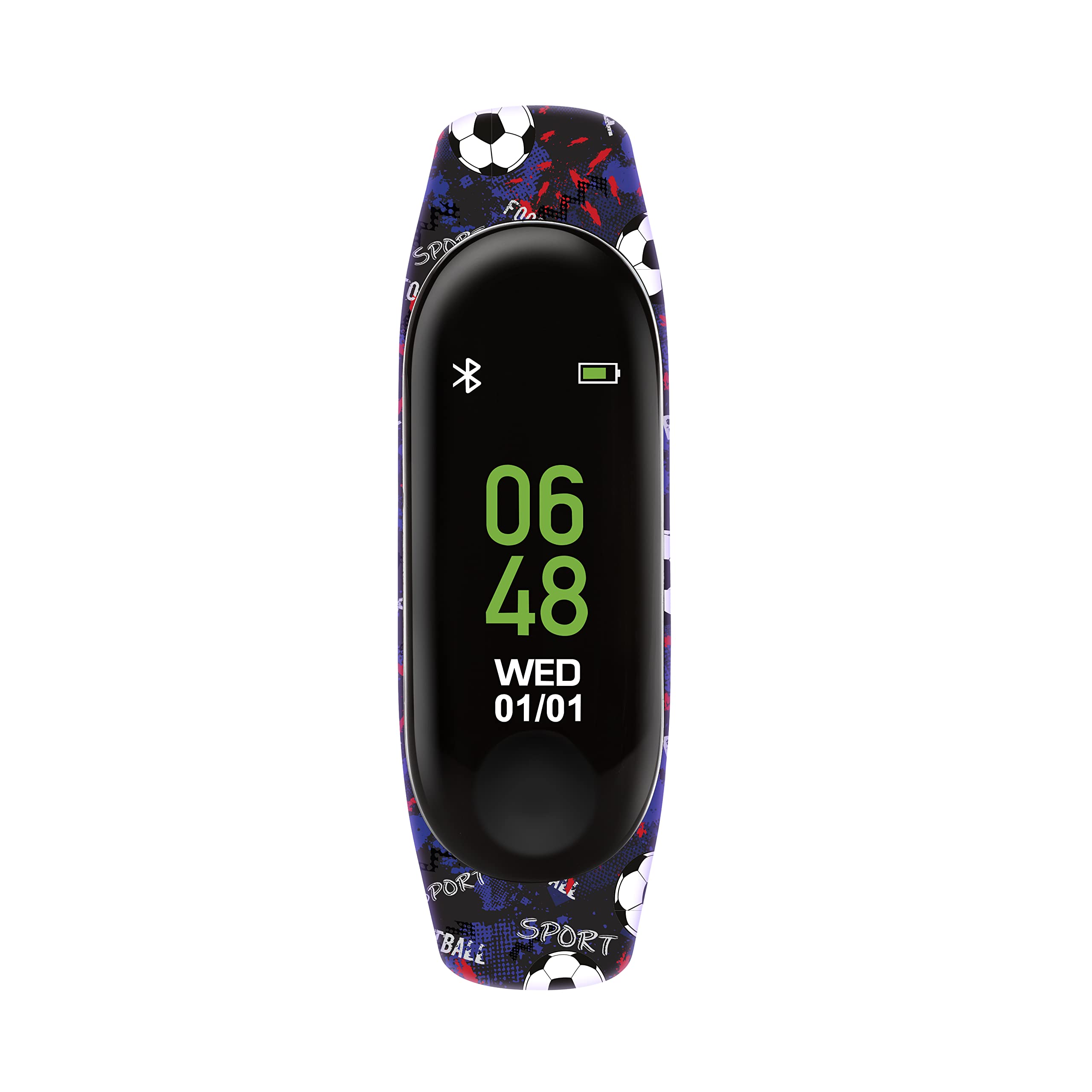 Tikkers Series 1 Printed Black Football Silicone Strap Activity tracker with colour touch screen and up to 7 day battery life TKS01-0006