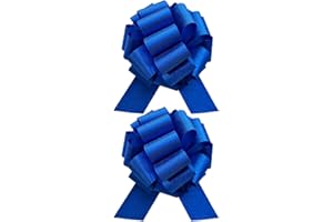 2PCS Blue Pull Bow for Gift Wrapping, 10" Brushed Glitter Large Ribbon Bow, Big Present Bows for Gift Basket, Wreath, Bike, B