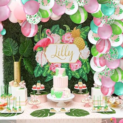 pink and green baby shower decorations