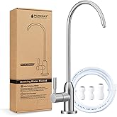 Drinking Water Faucet - Long Thread Stem Filtered Water Tap for Thick Countertop,Lead-Free RO Faucet with Hose and Push Conne