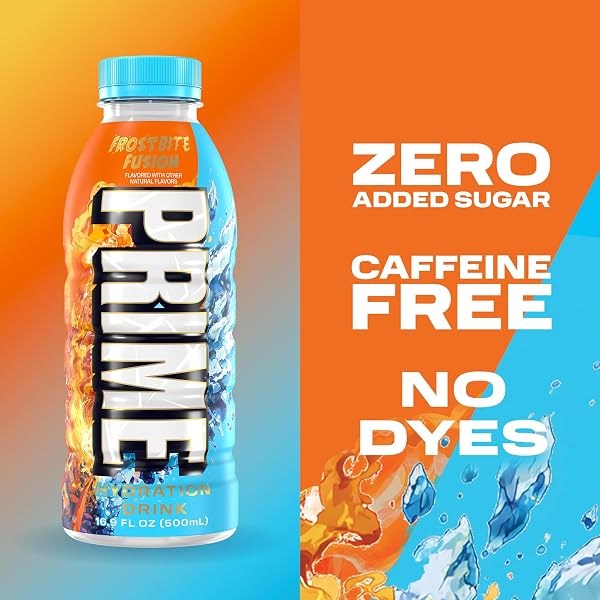 PRIME HYDRATION FROSTBITE FUSION, SPORTS DRINKS WITH COCONUT WATER, ELECTROLYTE ENHANCED TO REPLENISH FLUIDS, ZERO ADDED SUGAR, B VITAMINS, ANTIOXIDANTS, MADE WITH NATURAL FLAVORS, 16.9 FL OZ 12 PACK