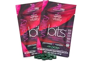 ENERGYBITS VITALITYbits - Organic Blended Spirulina & Chlorella Tablets - Algae Superfood - Energy, Self Care, Beauty - Replace Greens, Supplements, Protein, Snacks - Vegan, Keto, Gluten Free - 60 Tablets