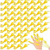 48 Pack Rubber Chicken Slingshot, Halloween Finger Slingshot Novelty Toys, Flying Chicken Toy for Christmas, Mini Rubber Chickens Bulk, Super Strong Viscosity for Teens Party Activities (Yellow)