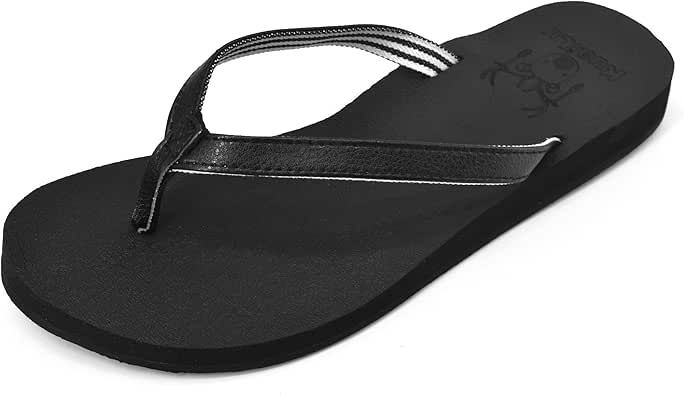 Amazon.com | KuaiLu Women's Yoga Mat Flip Flop Leather Strap Cushioned Foam Black Thong Sandals 