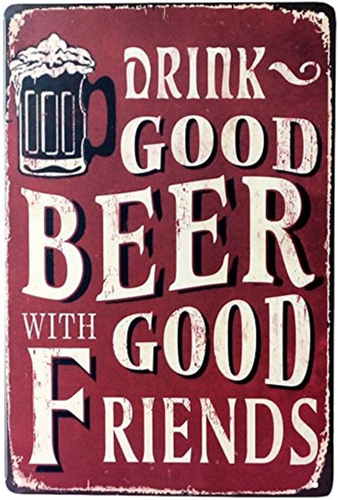 DWE Bar Poster, Metal Vintage Personalised Beer Advertising Poster Sign Plauqe Wall Decor Retro Bar Pub (Red)
