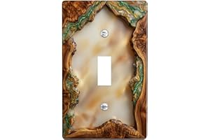 Wood Grain Single Light Switch Cover Plate, Rustic Organic Agate Natural Patterns N/a Brown Plastic Standard Size Toggle Ligh
