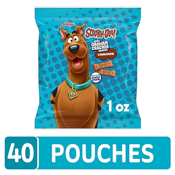 KELLOGG’S SCOOBY-DOO! BAKED GRAHAM CRACKER SNACKS, LUNCH SNACKS, SNACK CRACKERS, CINNAMON (40 POUCHES)