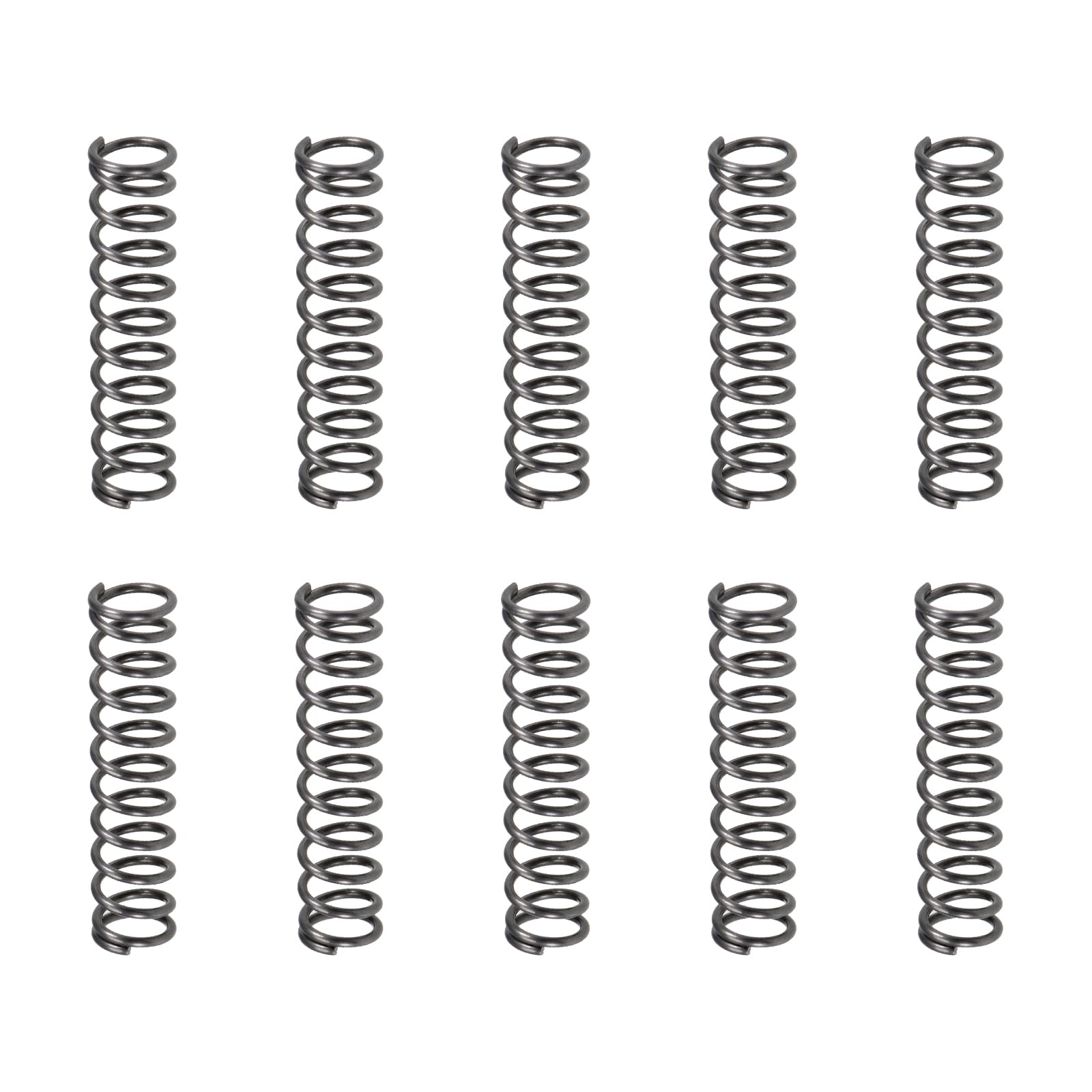DTGN 1x8x35mm(DxODxL) Compression Spring - 10Pack - Good for Machinery - Spring Steel Extension Spring - Gray
