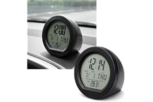 Huyopu Car Digital Thermometer Clock, Solar-Powered Auto Dashboard Adhesive LCD Display Watch, Backlight at Night Fahrenheit Temperature 12 Hour Format Time Clock for Car Truck SUV