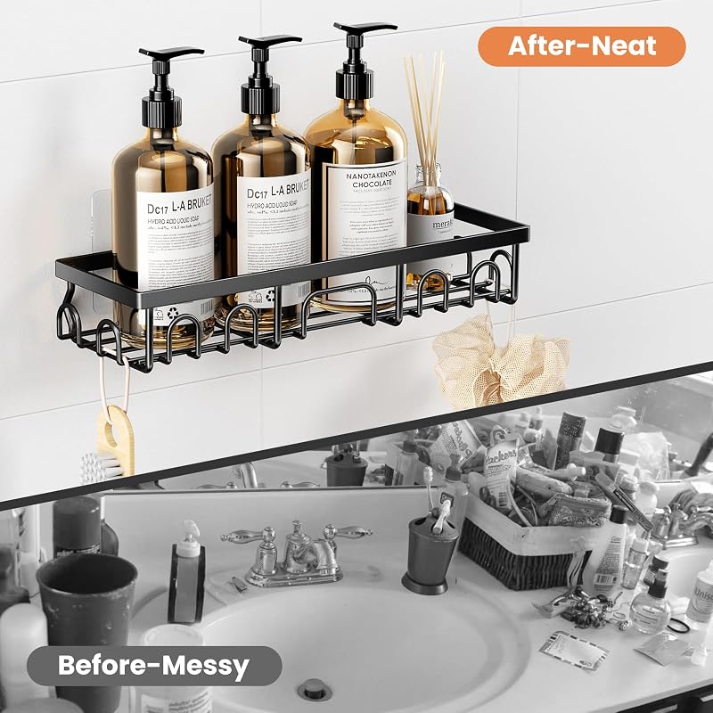 3 Pcs Antirouille Acier Inoxydable Etagere Douche sans Percage - Noir — photo 8 sur 8