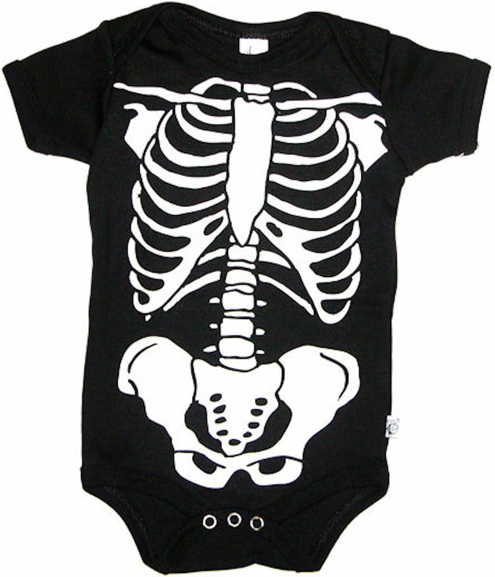 Skeleton in Glow Ink - Silly Baby Bodysuit, Black