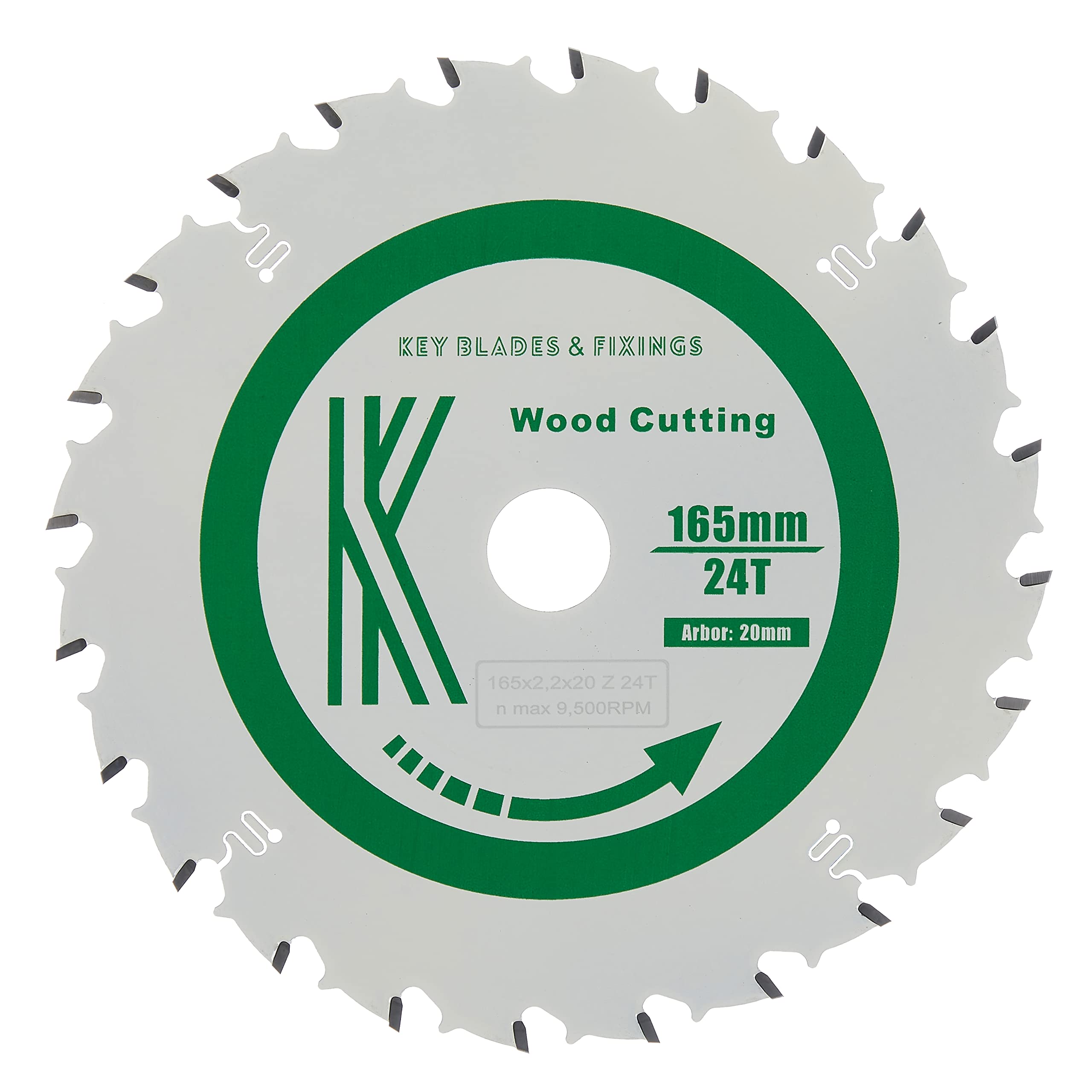 4101 Key Blades and Fixings 165mm x 20mm x 2.2mm 24 Tooth Circular/Track Saw Blade